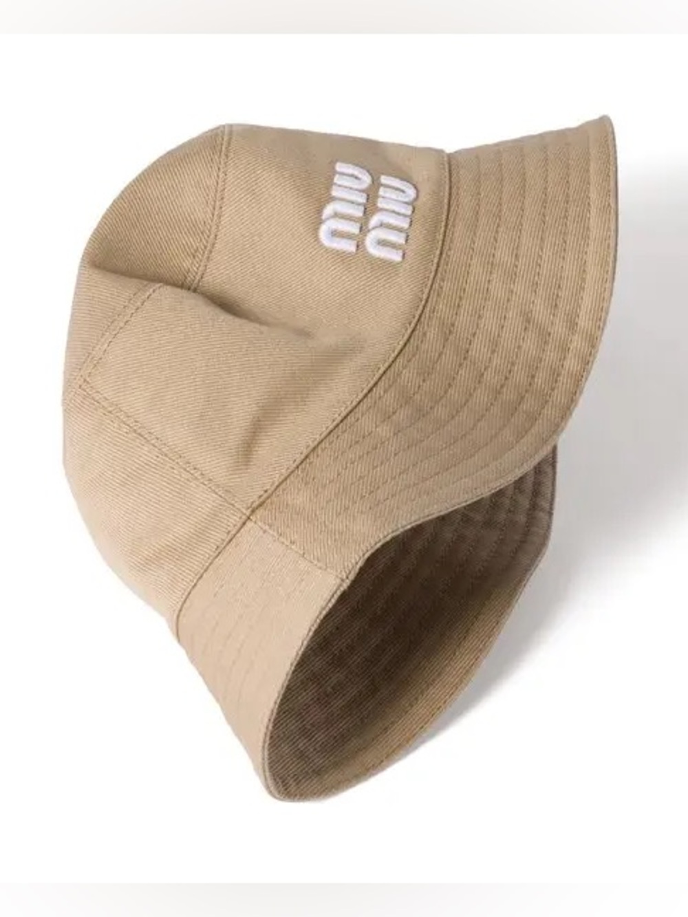 Miu Miu Beige Embroidered Logo Bucket Hat